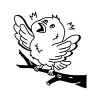 Cheerful bird perched on a branch, concept icon of happy bird vector