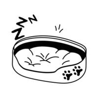 Comfortable, cozy bed for pets to rest and relax, read to use icon vector