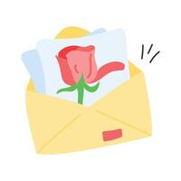 An envelope with a rose, symbolizing a heartfelt romantic message vector