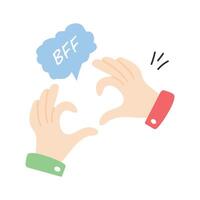 Two hands forming a BFF bond, symbolizing close friendship vector