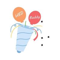 Get this amazing icon of birthday celebration in hand drawn style vector