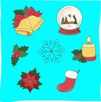 A set of icons related to Christmas and winter themes, suitable for Christmas themed decorations and content. vector