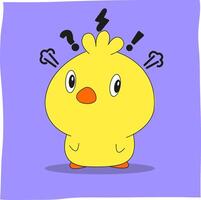 Cute cartoon chick that is confused and asking questions, suitable for a mascot vector