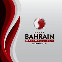 bahrain national day background with waves and flag badge design for poster and card vector