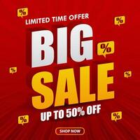 big sale banner with red background for web, social media vector