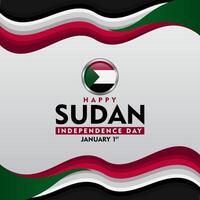 sudan independence day background with flag and wave illustration vector