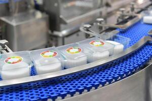 Food products boxs transfer on Automated conveyor systems industrial automation for package photo