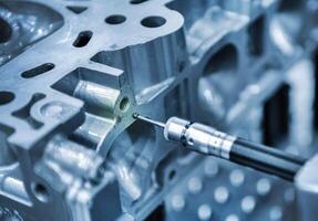Automatic coordinate measurement machine CMM for inspection high precision part during working photo