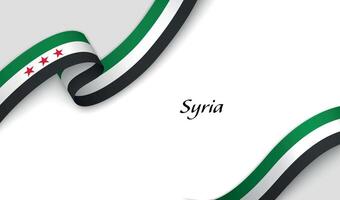 Syria Flag Ribbon Design with Text vector