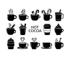 Hot Cocoa Silhouette Template Set vector