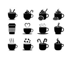 Minimal Cocoa Mug Silhouettes Collection vector