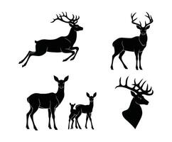 Simple Deer Silhouette Collection Template vector