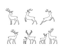 Minimalist Deer Silhouette Collection Template vector