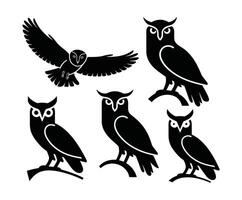 Owl Silhouette Collection Template vector
