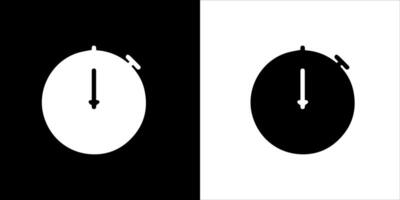 a black and white icon of a clock with a white arrow pointing to the right vector