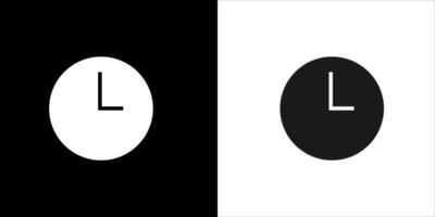 two black and white icon of a clock and a clock face vector