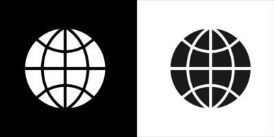 a globe and a globe icon on a black and white background vector