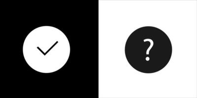 two black and white icon of a question mark and an answer mark vector