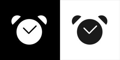 a black and white icon of a clock and a white one vector