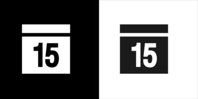 a black and white image of a calendar with the number 15 vector