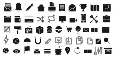 a set of black and white workshop icons for mobile app and web on white background vector