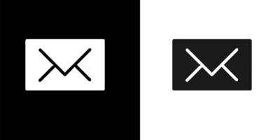 two different message icon on white and black background vector