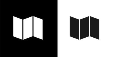 two black and white paper or maps icon vector