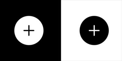 two black and white circles with a plus sign vector