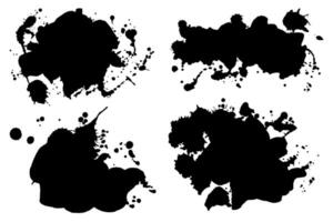 Messy Ink Splatter Silhouettes with Paint Drops Stains. Ink splashes banners set with drops blots and spray stains. Grunge effect for banners, ad, website, posters vector