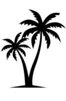 silhouette of two coconut trees vector