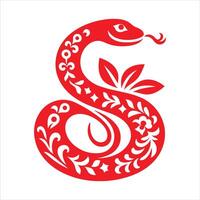 The snake is red and has a floral pattern vector