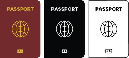 Red Gold Passport for Travel Around the World with Solid and Outline Version vector