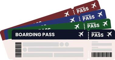 Boarding Pass with Barcode and Plane Icon for Traveling to Wonderful Place with Red Blue Green Black Colors vector