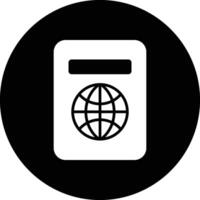 Black Circle Passport Solid Icon for Traveling vector