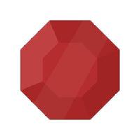 Ruby stone icon, isolated on white background. Red gemstone flat design. vector