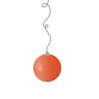 Red Christmas ball. Decoration item hanging on a string. vector