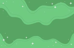Abstract Green Holiday Background With Wavy Lines and Sparkling Stars, Wide Design. Perfect for Christmas design projects requiring a calming, minimalist aesthetic vector