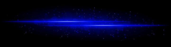 Blue glowing line beam. Horizontal light beam with sparkling particles, radiant golden glow, abstract illumination, decorative lighting effect, warm and vibrant design vector
