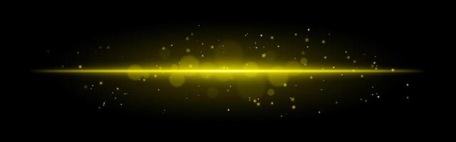 Yellow glowing line icon. Vibrant horizontal beam, illuminated particles, abstract light effect, futuristic energy, minimalistic decor, dynamic modern design, radiant visual vector