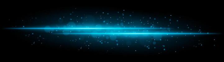 Blue glowing line beam. Horizontal light beam with sparkling particles, radiant golden glow, abstract illumination, decorative lighting effect, warm and vibrant design vector