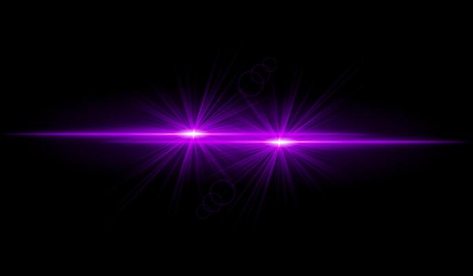 Dual purple starburst. Bright intersecting beams, glowing particles, radiant light effects, warm illumination, abstract lighting design, futuristic energy, decorative visuals