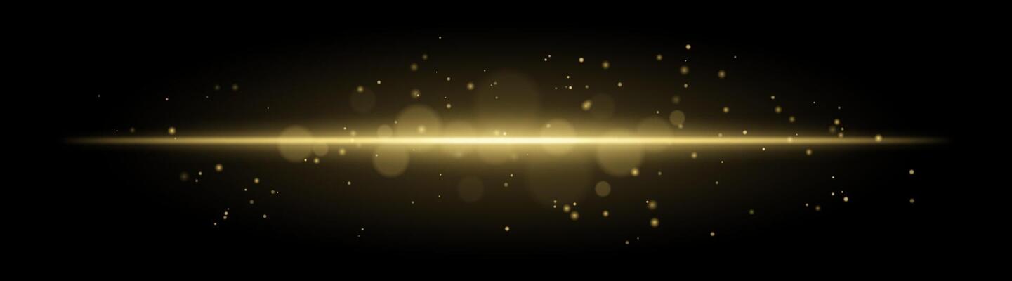 Soft golden glow. Horizontal light beam with subtle particles, warm illumination, abstract lighting effect, minimalistic design, radiant and elegant decor