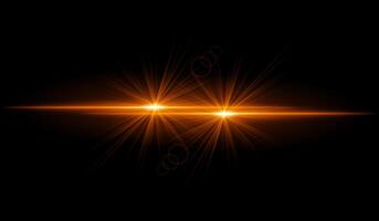 Dual orange starburst. Bright intersecting beams, glowing particles, radiant light effects, warm illumination, abstract lighting design, futuristic energy, decorative visuals vector