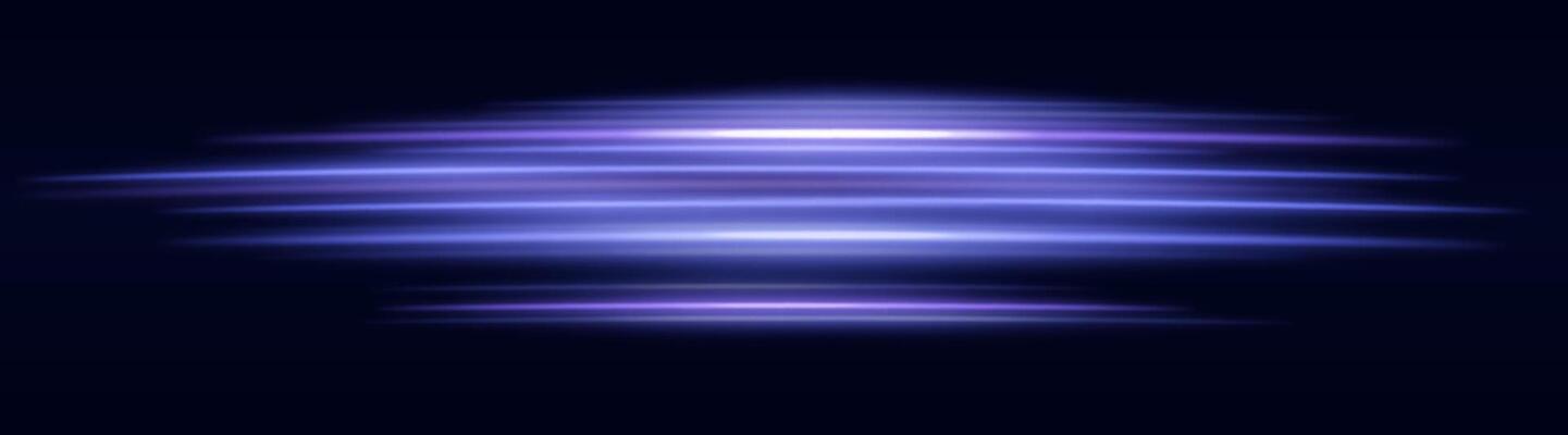 Blue motion blur icon. Dynamic horizontal streaks, glowing purple light, abstract motion effect, futuristic energy, speed visual, modern lighting decor, radiant design