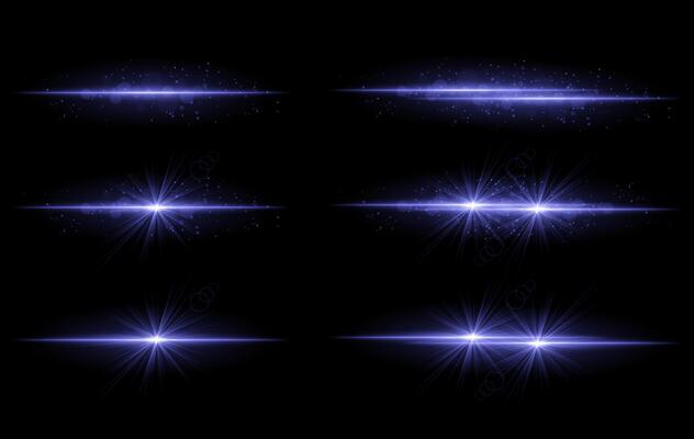 Blue glow effects set. Radiant light streaks, sparkling particles, bright starbursts, warm illumination, abstract lighting design, decorative energy beams, vibrant modern visuals