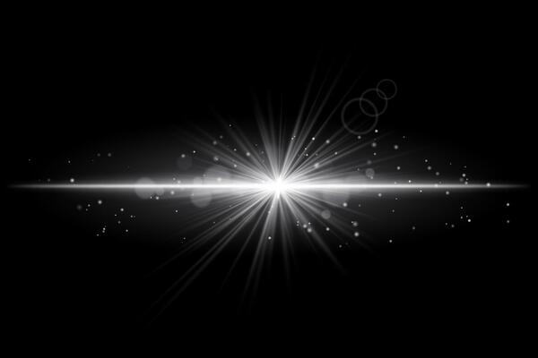 White starburst. Radiant light beam, glowing particles, bright star effect, warm illumination, abstract lighting design, futuristic energy, decorative modern visual