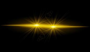 Dual golden starburst. Bright intersecting beams, glowing particles, radiant light effects, warm illumination, abstract lighting design, futuristic energy, decorative visuals vector