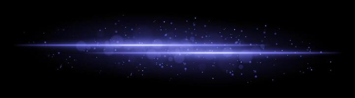 Blue glowing line beam. Horizontal light beam with sparkling particles, radiant golden glow, abstract illumination, decorative lighting effect, warm and vibrant design vector