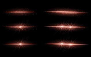 Red glow effects set. Radiant light streaks, sparkling particles, bright starbursts, warm illumination, abstract lighting design, decorative energy beams, vibrant modern visuals vector