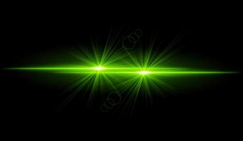 Dual green starburst. Bright intersecting beams, glowing particles, radiant light effects, warm illumination, abstract lighting design, futuristic energy, decorative visuals vector